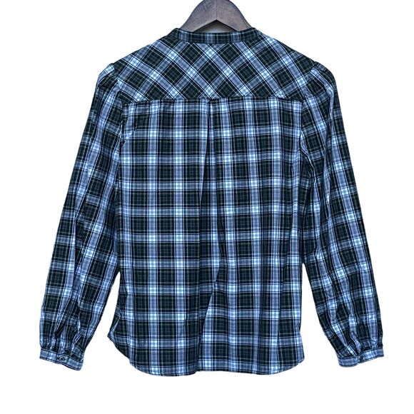 J. Crew Long-Sleeves Top Women's Size S Green Black White Plaid 100% Cotton - Picture 10 of 13